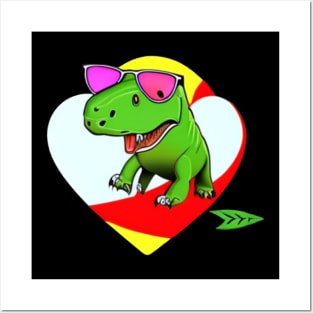 I Steal Hearts Valentines Day T-Rex Dinosaur Posters and Art